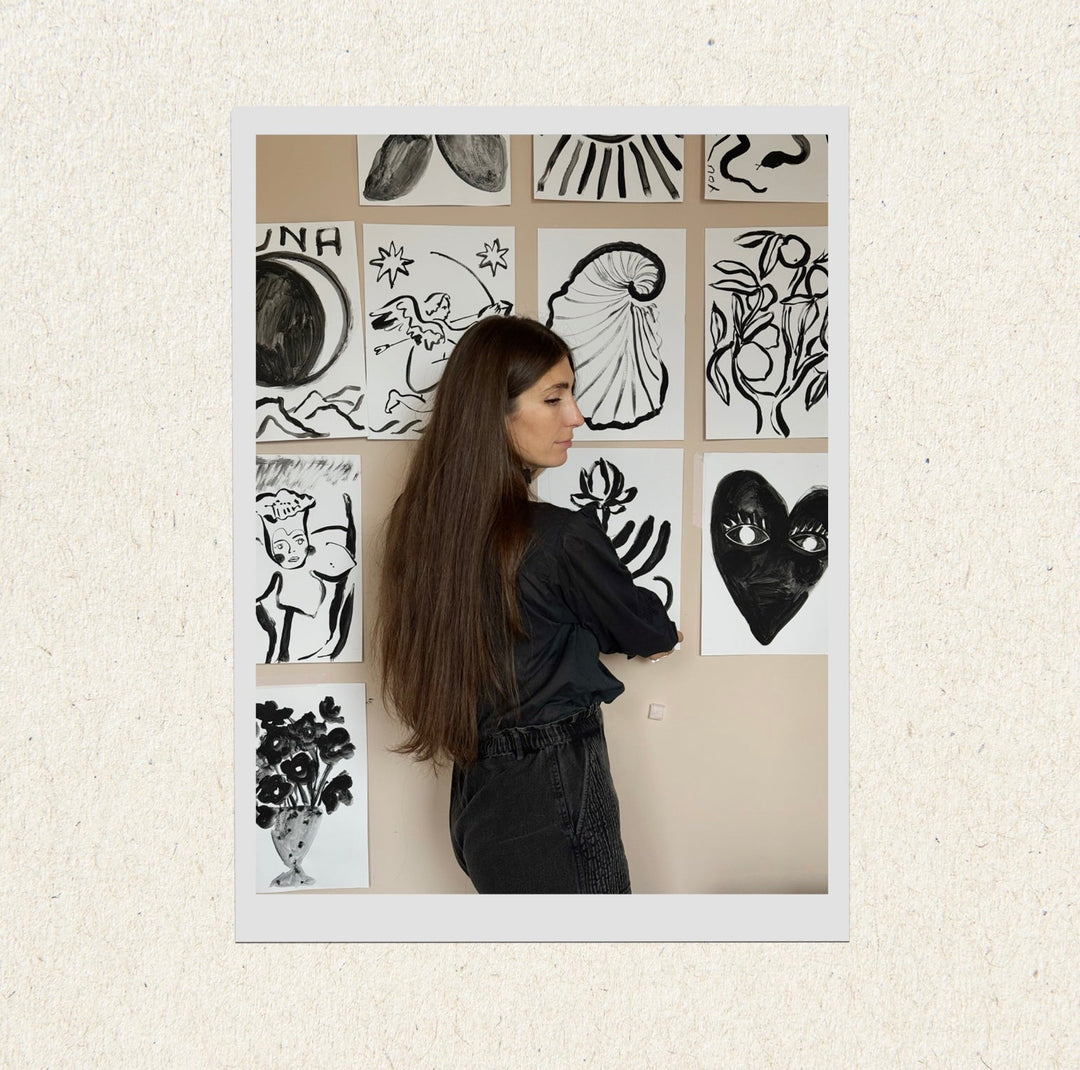 Chiara Perano with her artwork
