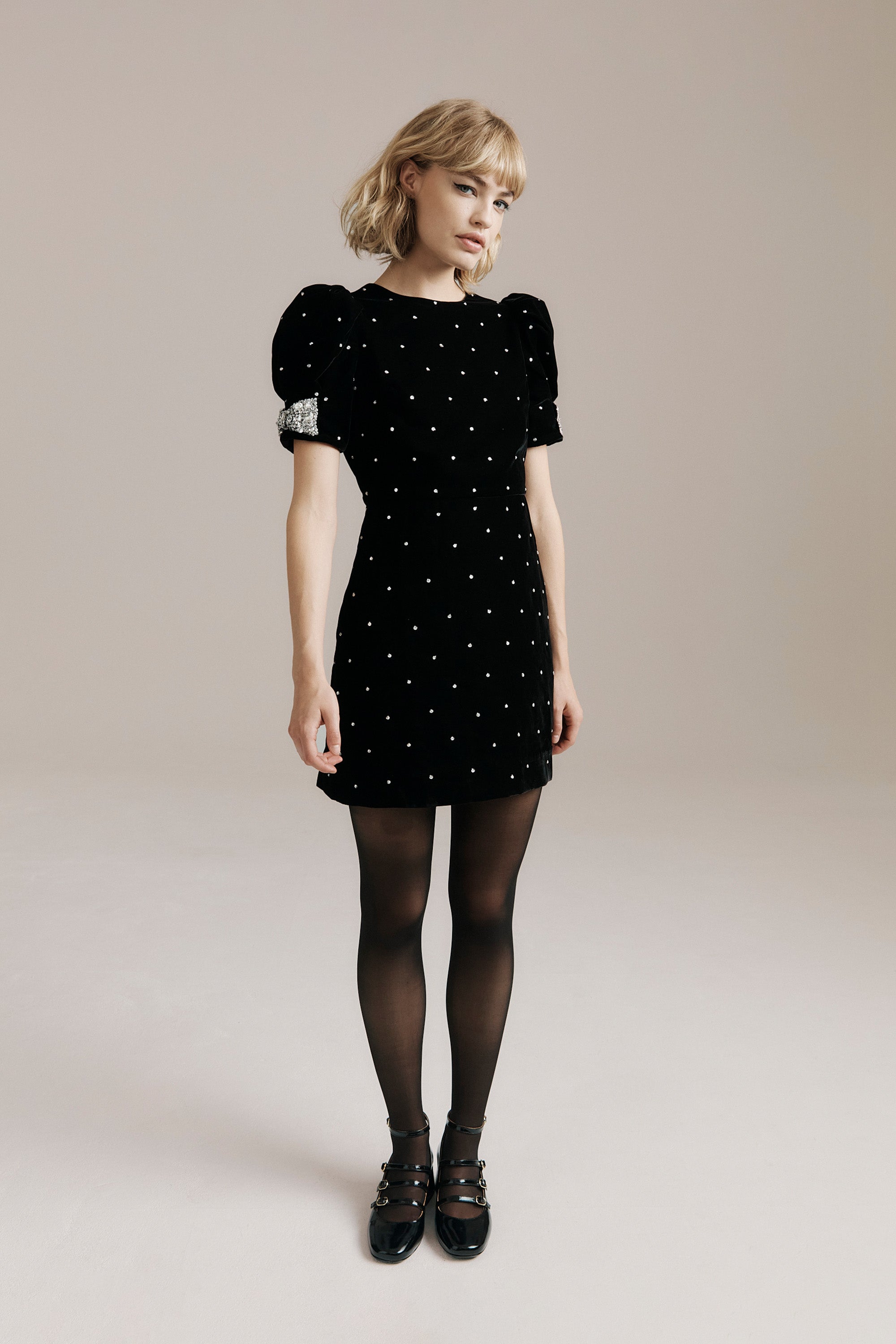 ワンピース ANDMARY Luna pleats mini dress Black ANDMARY】Luna pleats mini dress