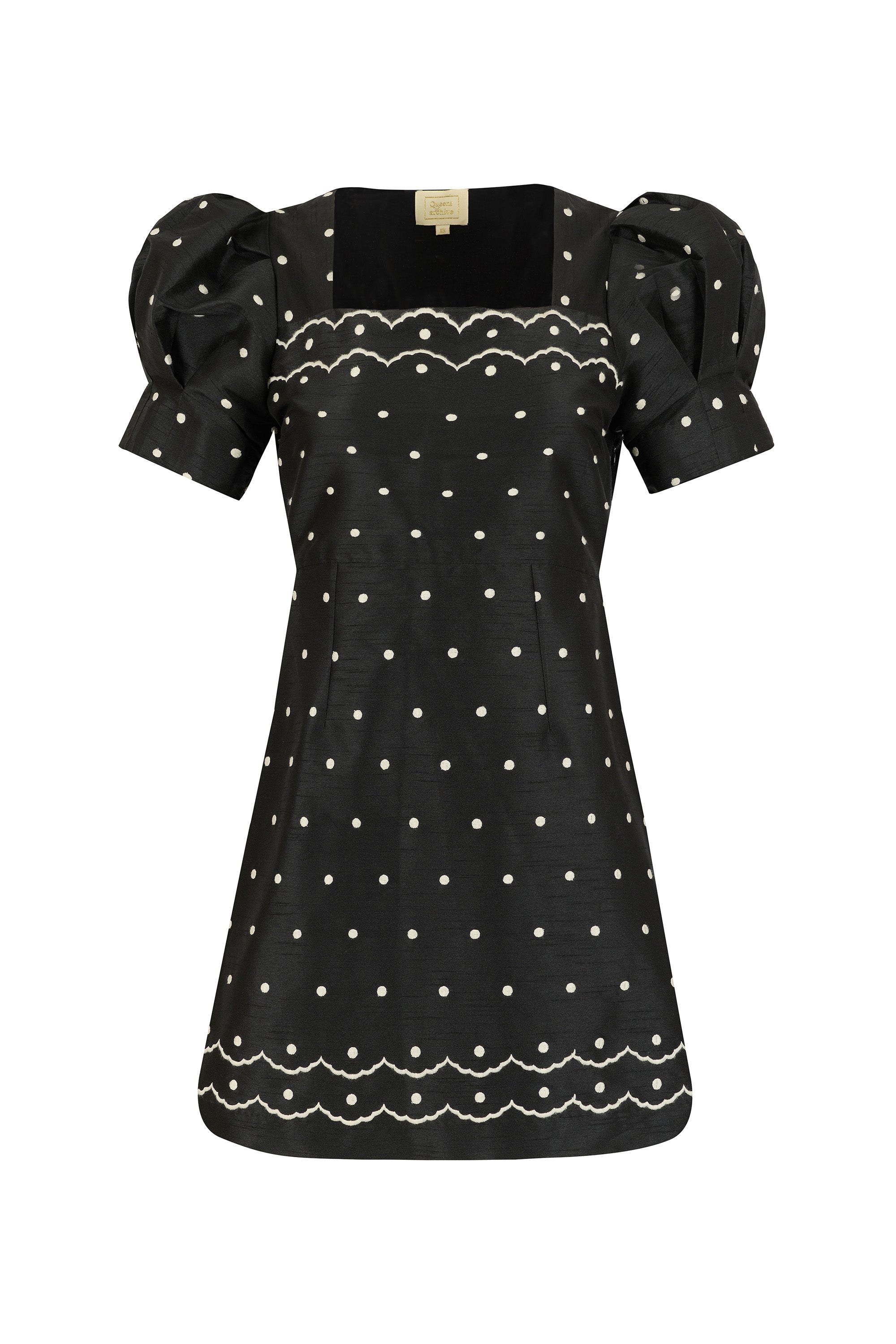 Hattie black embroidered polka mini dress – Queens of Archive