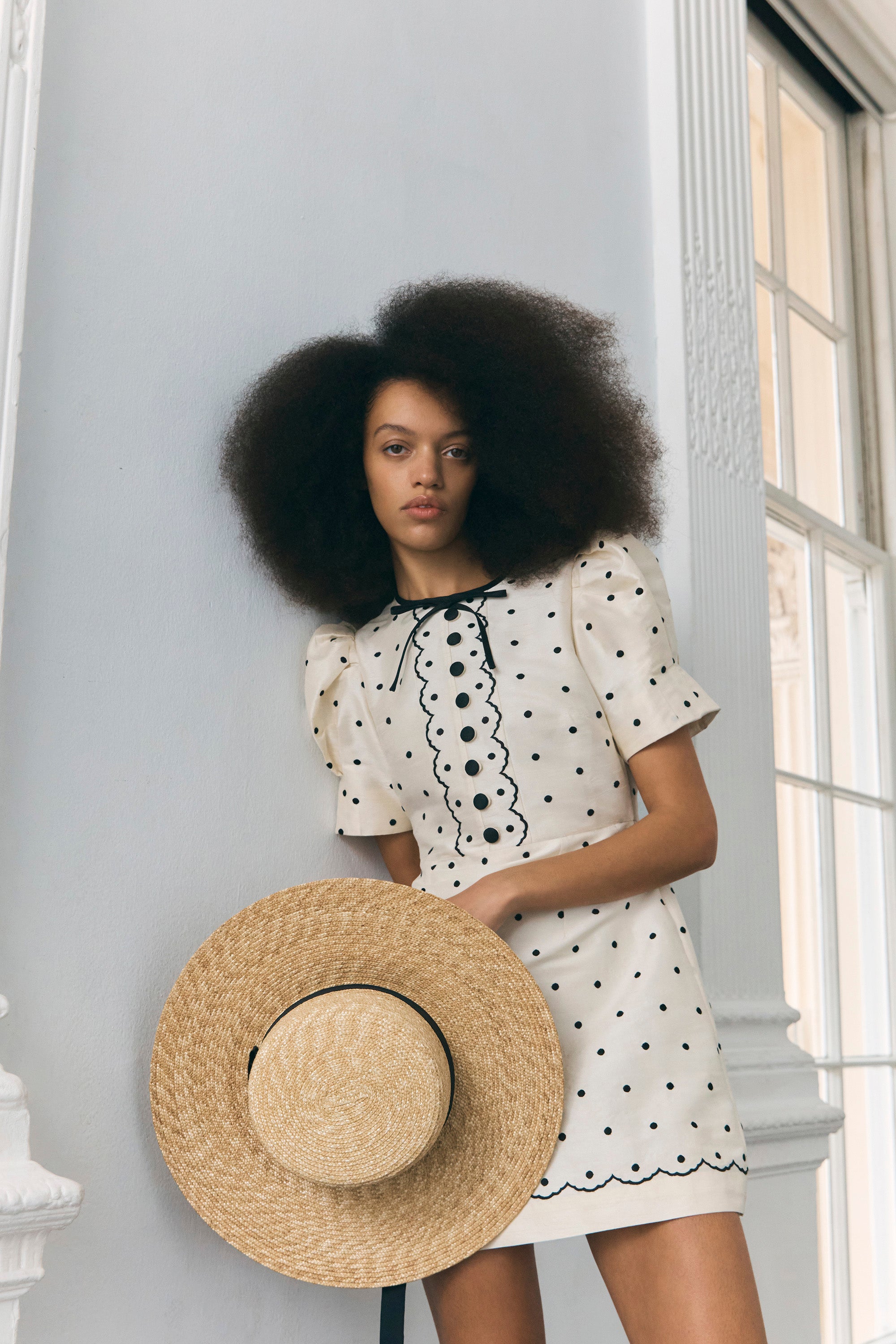Suki Oyster white embroidered polka mini dress – Queens of Archive