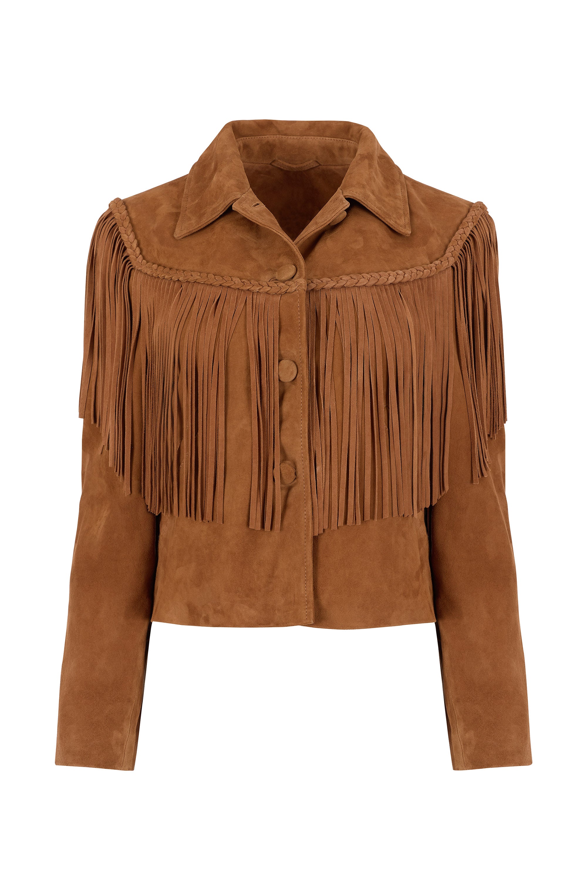 Jenny suede tan fringed jacket – Queens of Archive